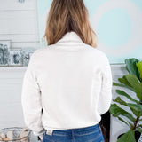 Bubble Hem White Crop Sweatshirt BOBI