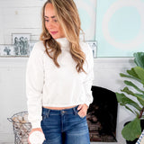 Bubble Hem White Crop Sweatshirt BOBI