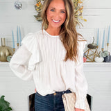 Burch Ivory Pleated + Ruffle Top Molly Bracken