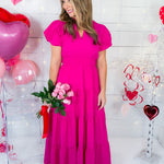 Busby Magenta Midi Dress Entro