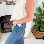 Buster Ivory Sleeveless Turtleneck Hi - Lo Sweater Karlie