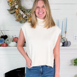 Buster Ivory Sleeveless Turtleneck Hi - Lo Sweater Karlie
