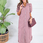 Butler Bordeaux Gingham Maxi Dress Entro