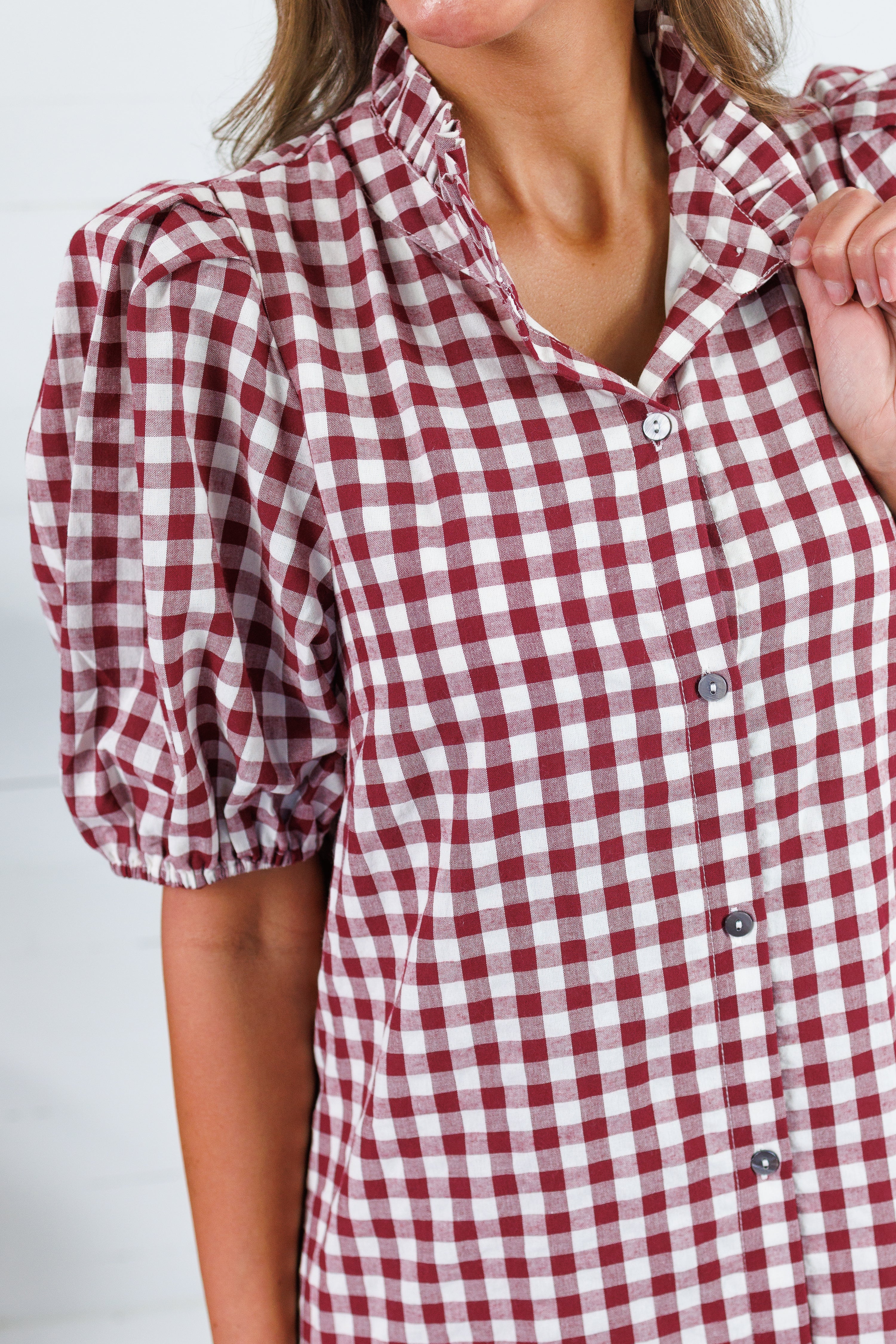 Butler Bordeaux Gingham Maxi Dress Entro