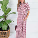 Butler Bordeaux Gingham Maxi Dress Entro