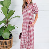 Butler Bordeaux Gingham Maxi Dress Entro