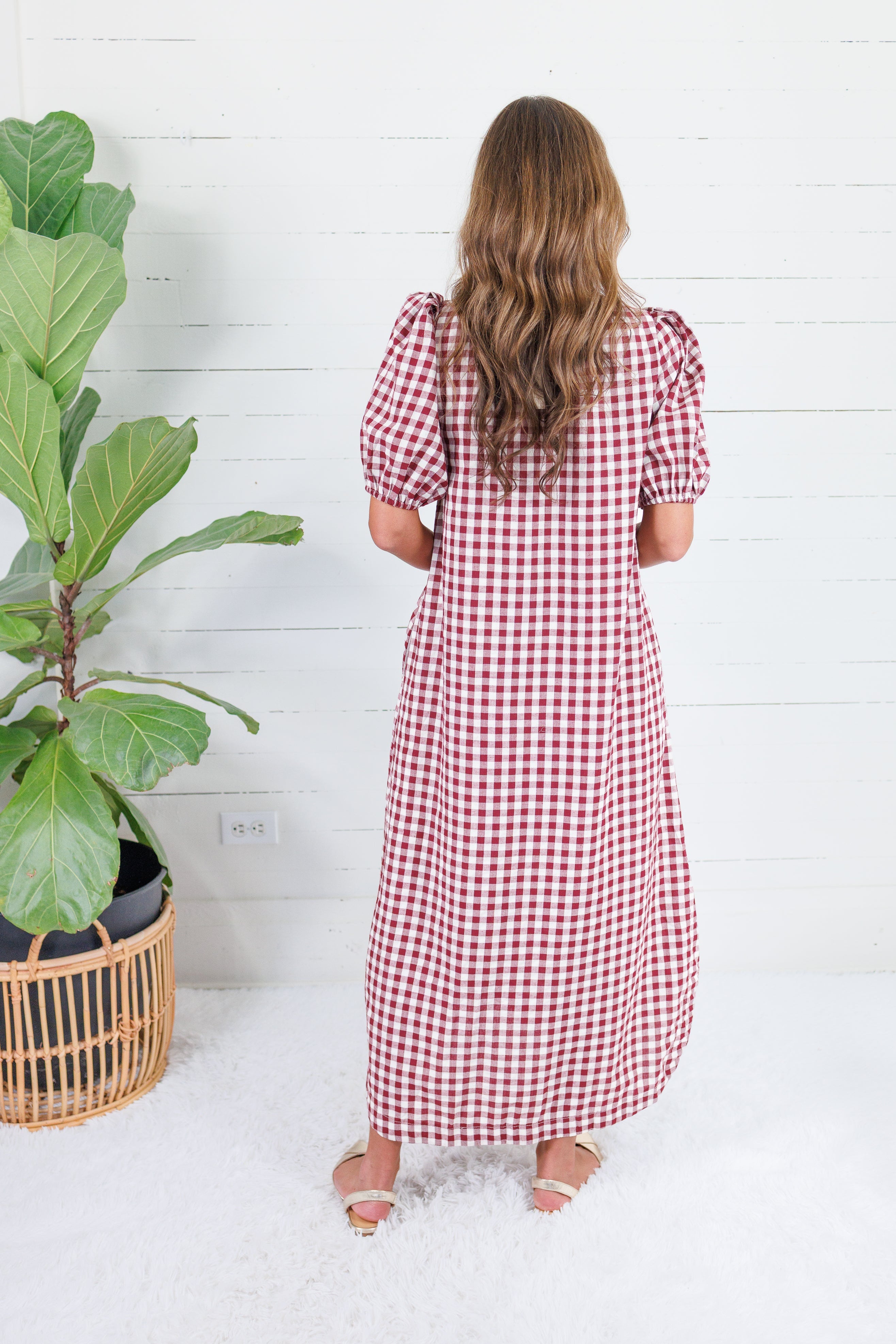 Butler Bordeaux Gingham Maxi Dress Entro