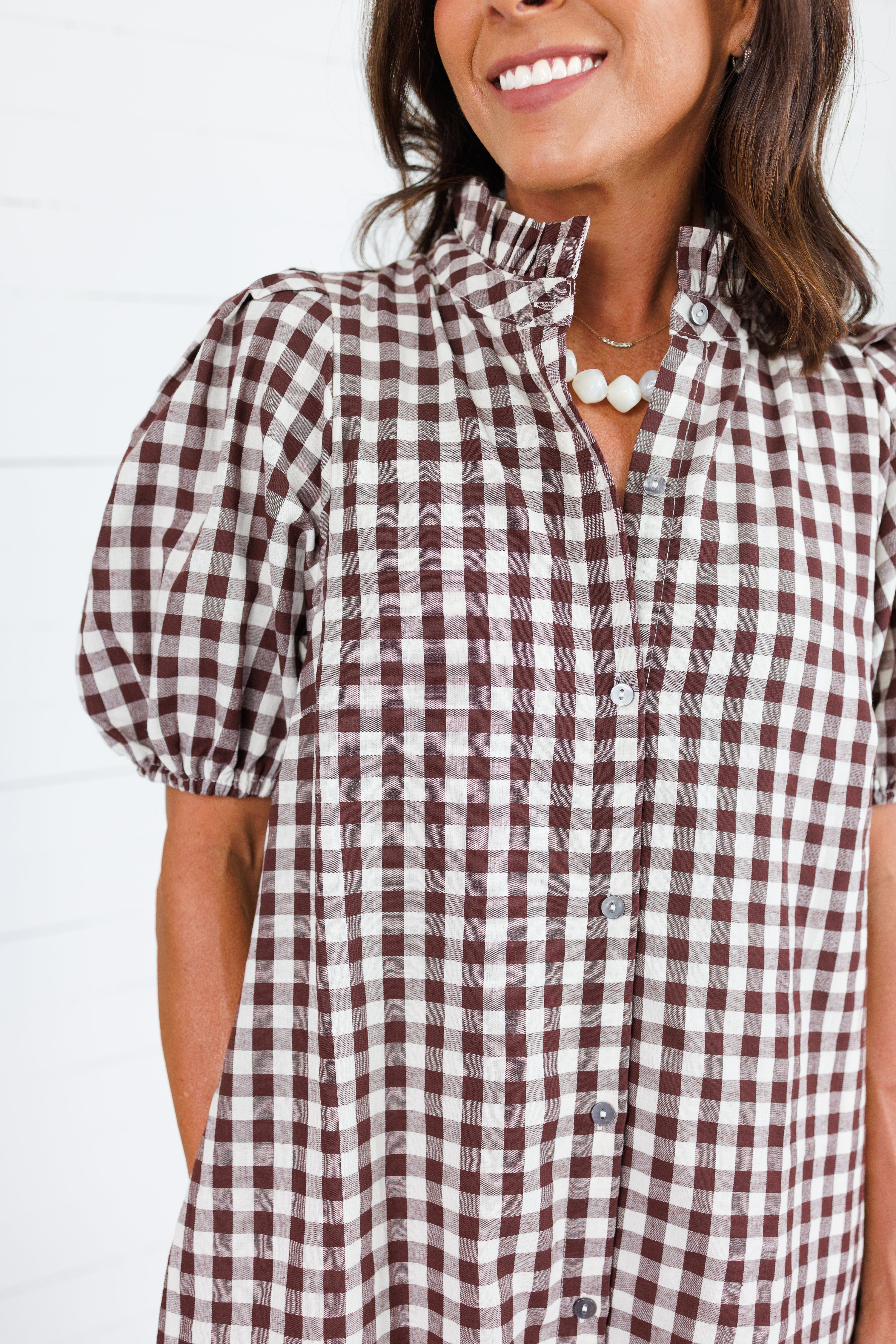 Butler Brown Gingham Maxi Dress Entro