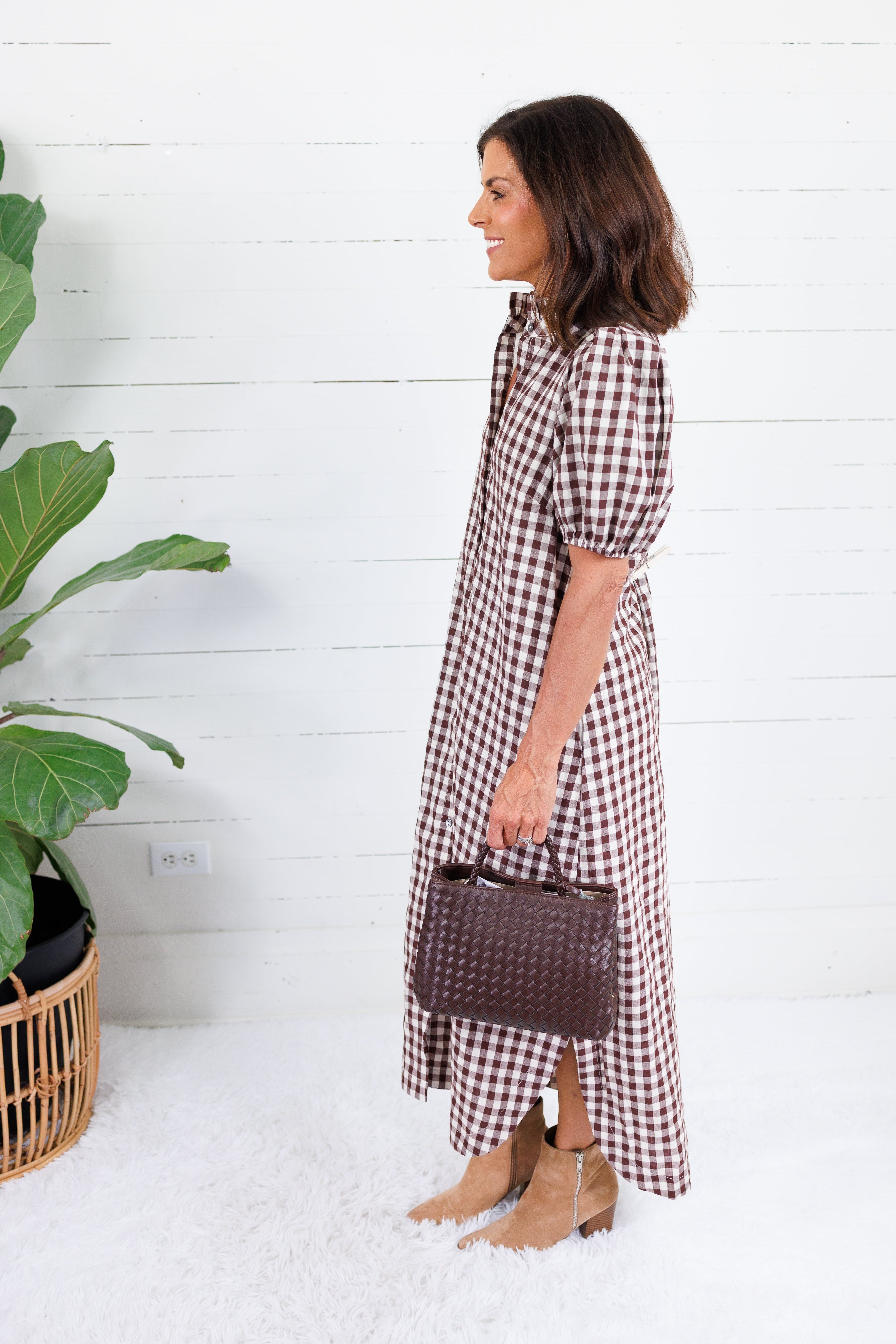 Butler Brown Gingham Maxi Dress Entro