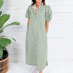 Butler Olive Gingham Maxi Dress Entro