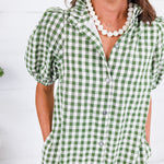 Butler Olive Gingham Maxi Dress Entro