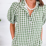 Butler Olive Gingham Maxi Dress Entro