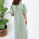 Butler Olive Gingham Maxi Dress Entro