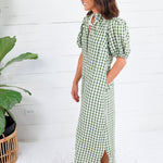 Butler Olive Gingham Maxi Dress Entro