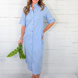 Cabana Blue Stripe Maxi Dress Entro