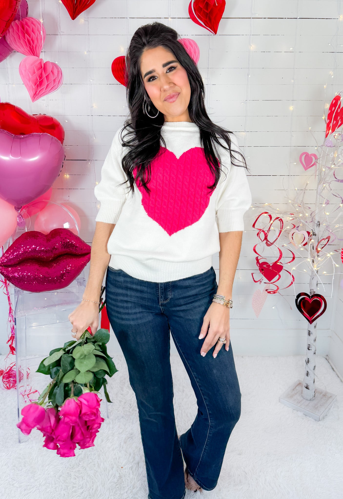 Cable Heart Valentine Sweater