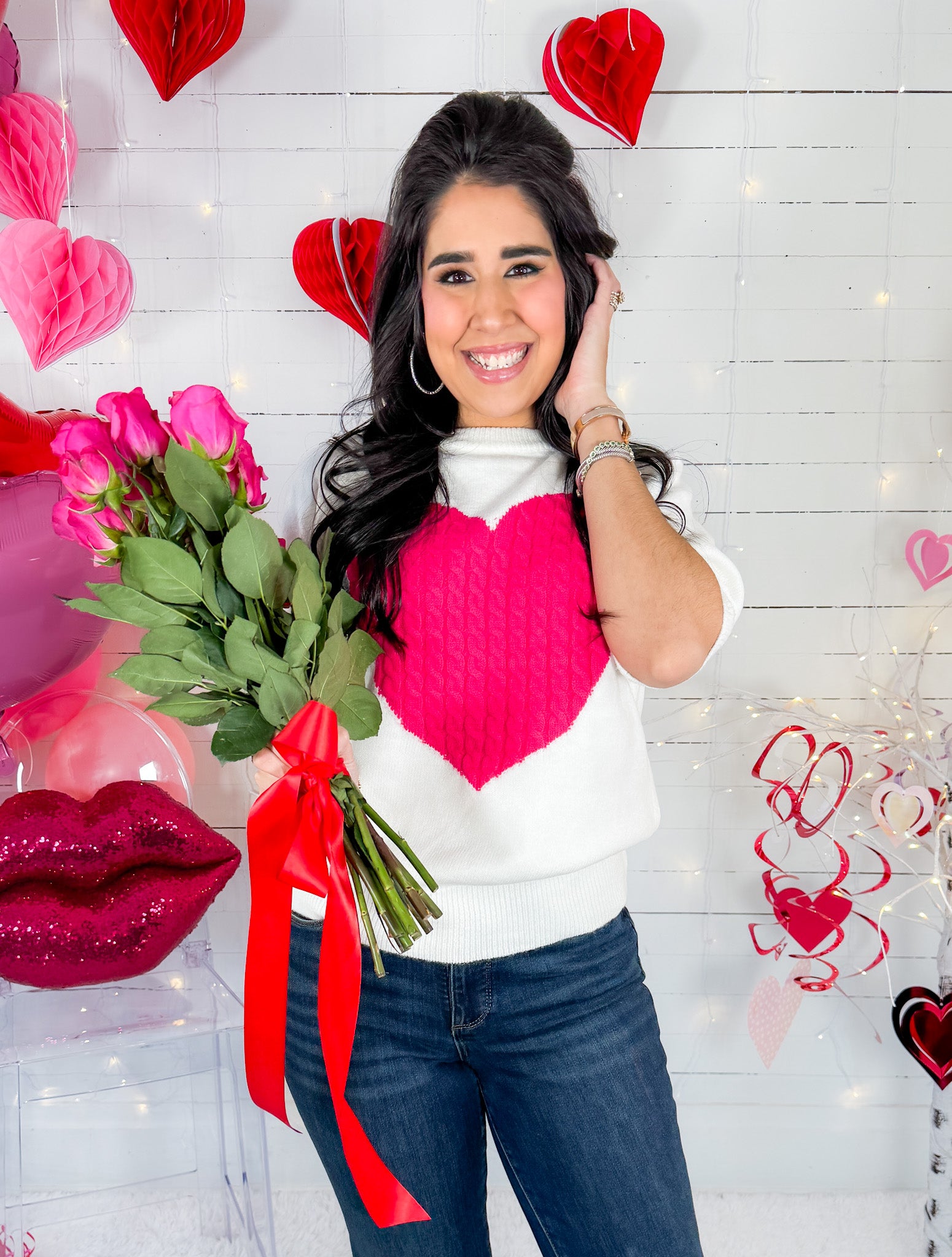 Cable Heart Valentine Sweater