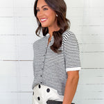 Cahaba Black Stripe SS Cardigan MIMOSA