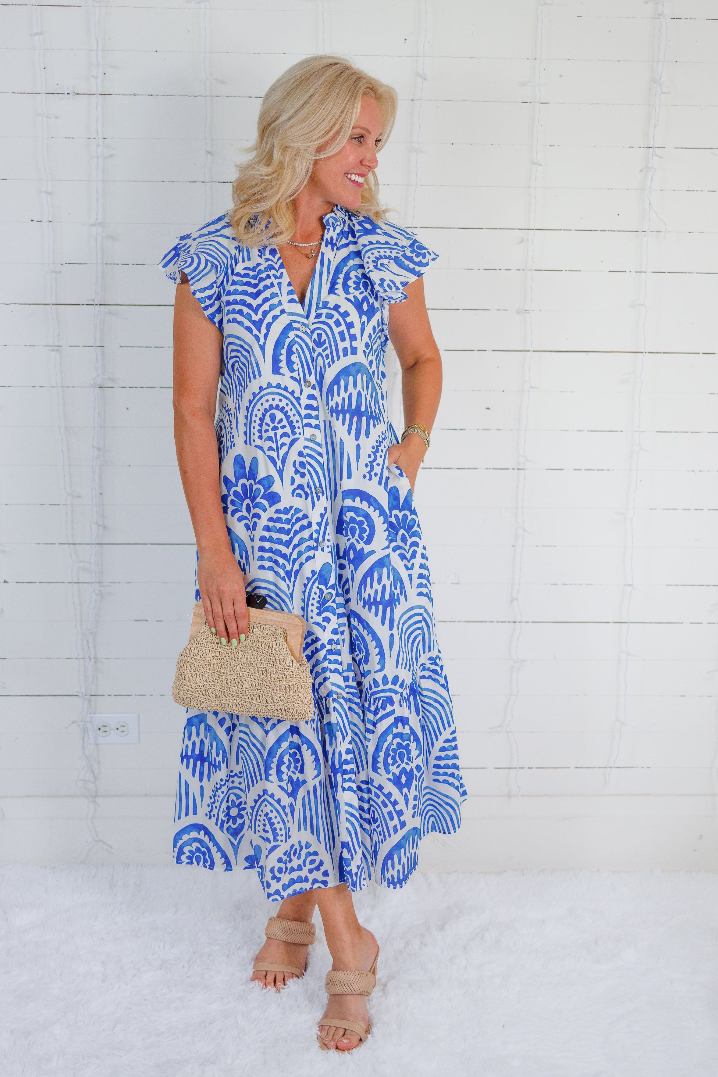 Camden Blue Tile Maxi Dress Entro
