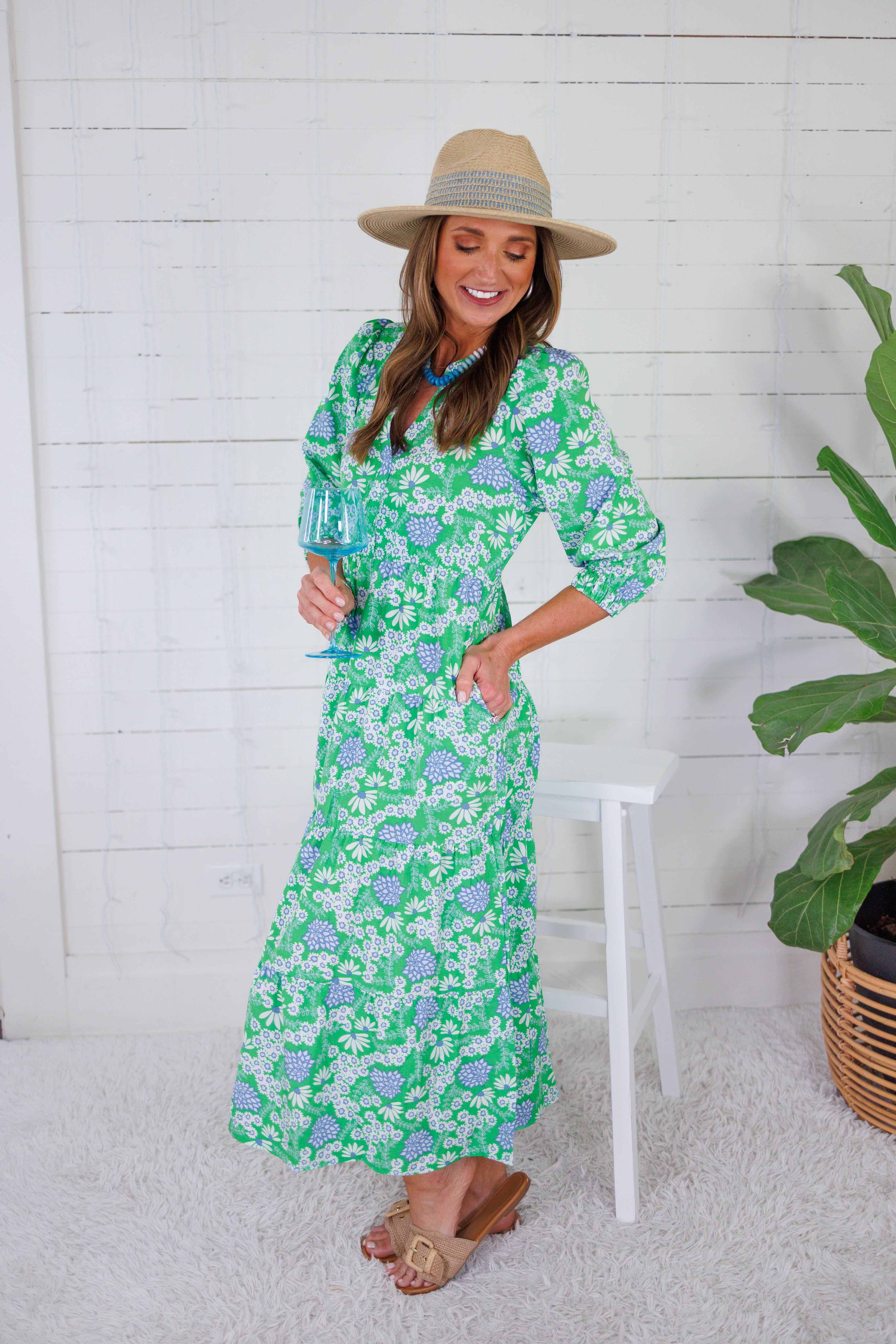 Cameron Daisy Chain Green Maxi Dress Mary Square