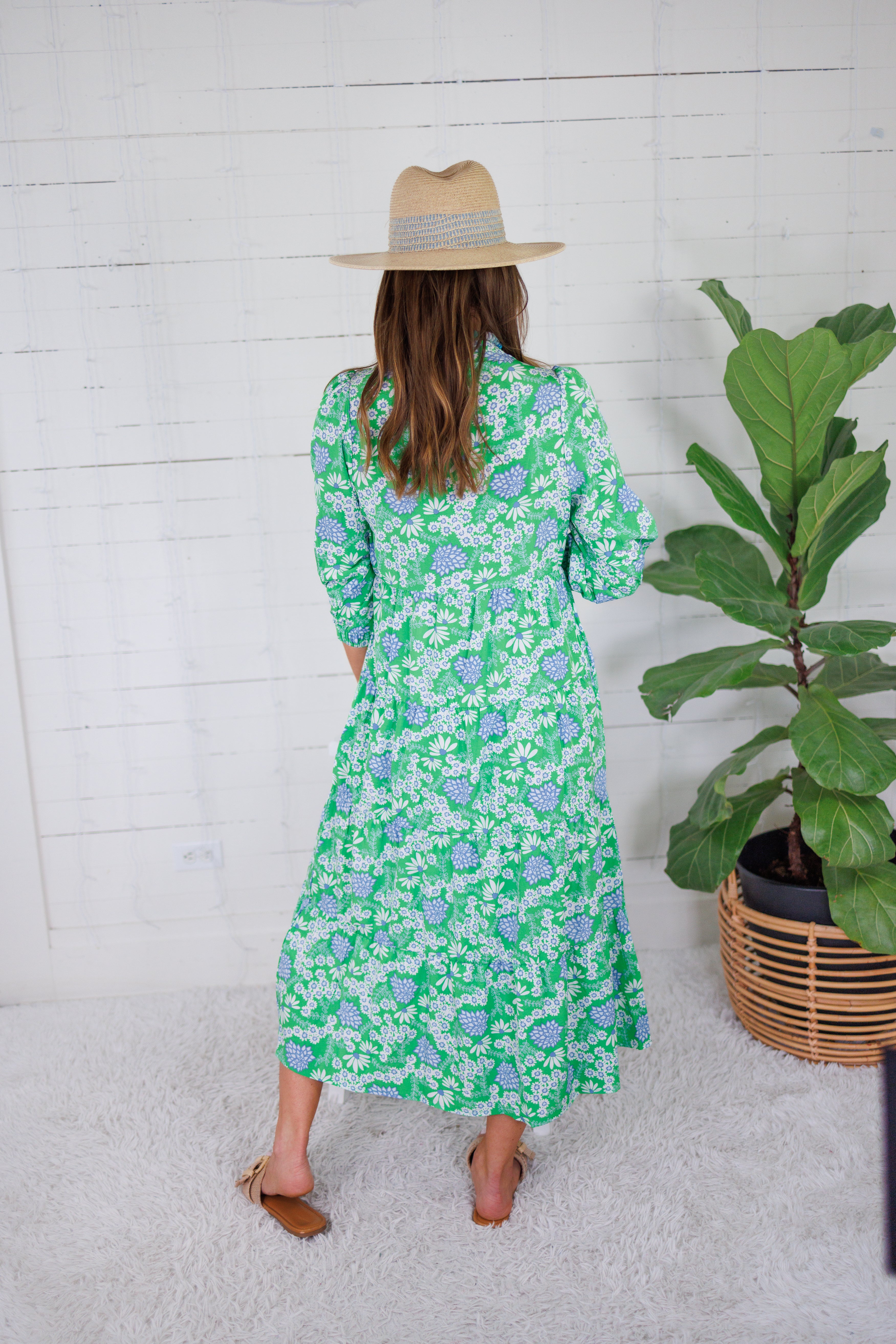 Cameron Daisy Chain Green Maxi Dress Mary Square