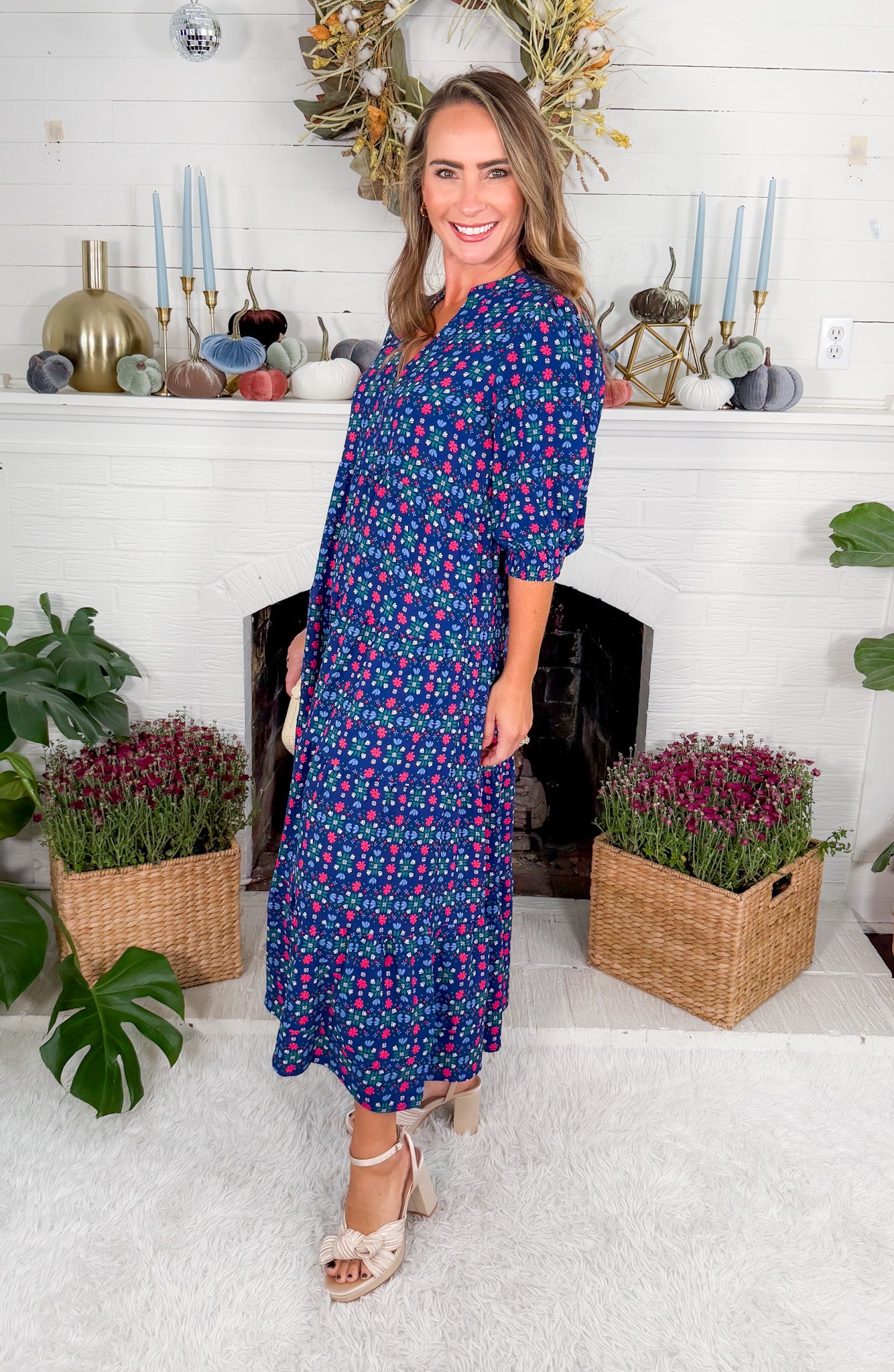 Cameron Navy Take Two Midi Dress Mary Square