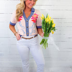 Cami Cream + Brights Floral Sweater THML 