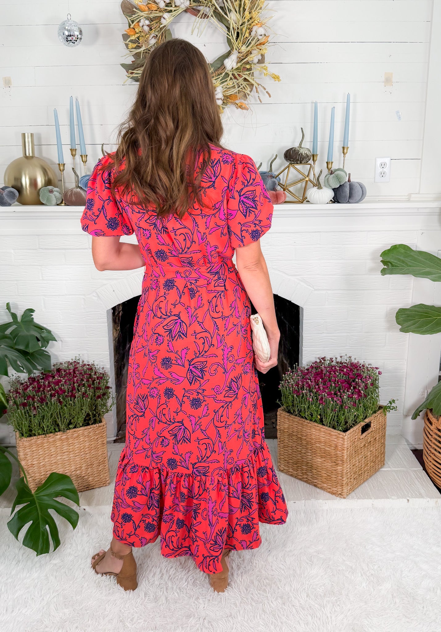 Camila Coral Toile Tulip Dress Mary Square