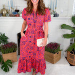 Camila Coral Toile Tulip Dress Mary Square