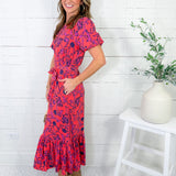 Camila Coral Toile Tulip Dress Mary Square