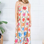 Camille Cream Floral Slip Dress Briton Court