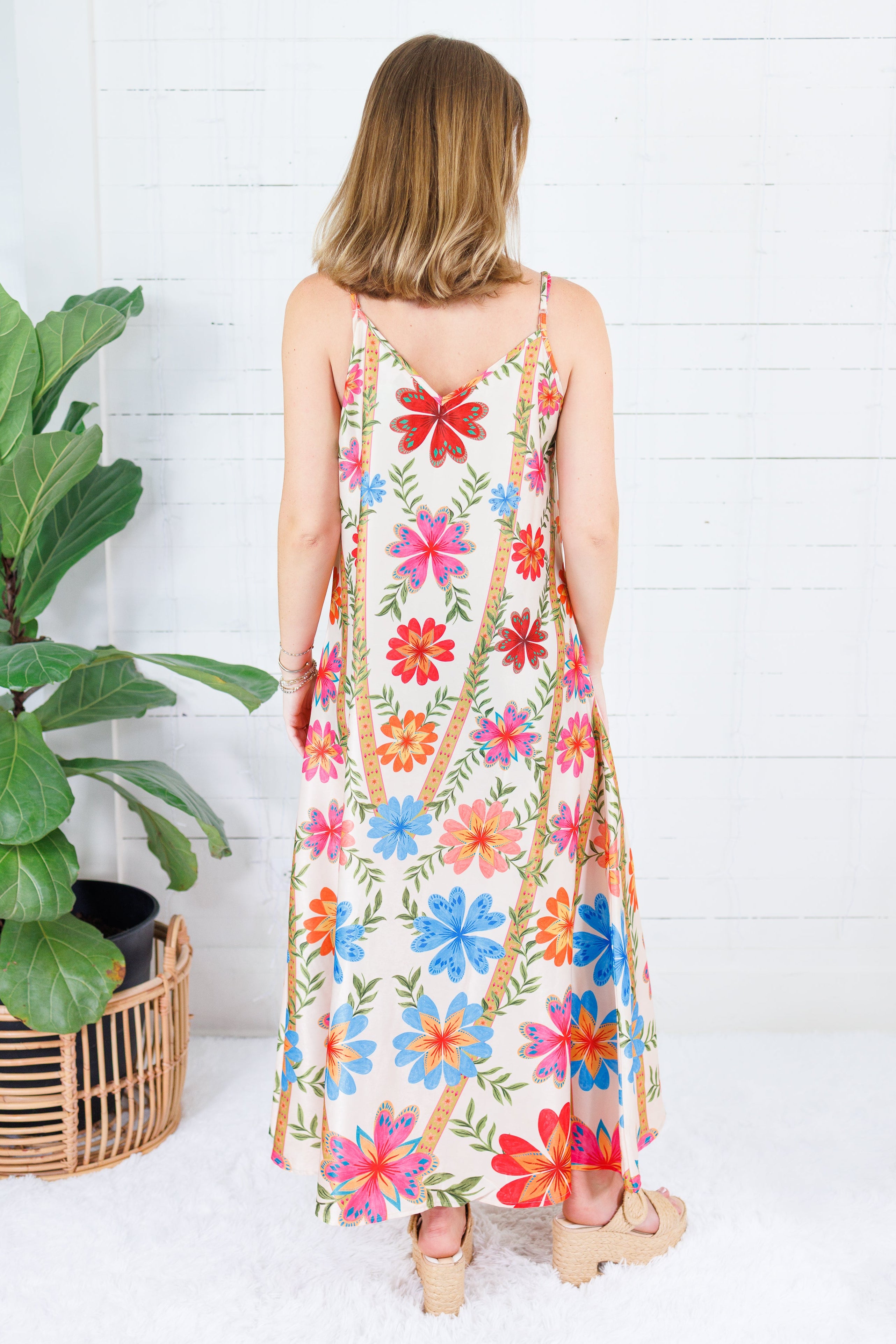 Camille Cream Floral Slip Dress Briton Court