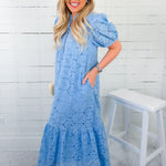 Camille Sky Blue Eyelet Maxi Dress Jodifl