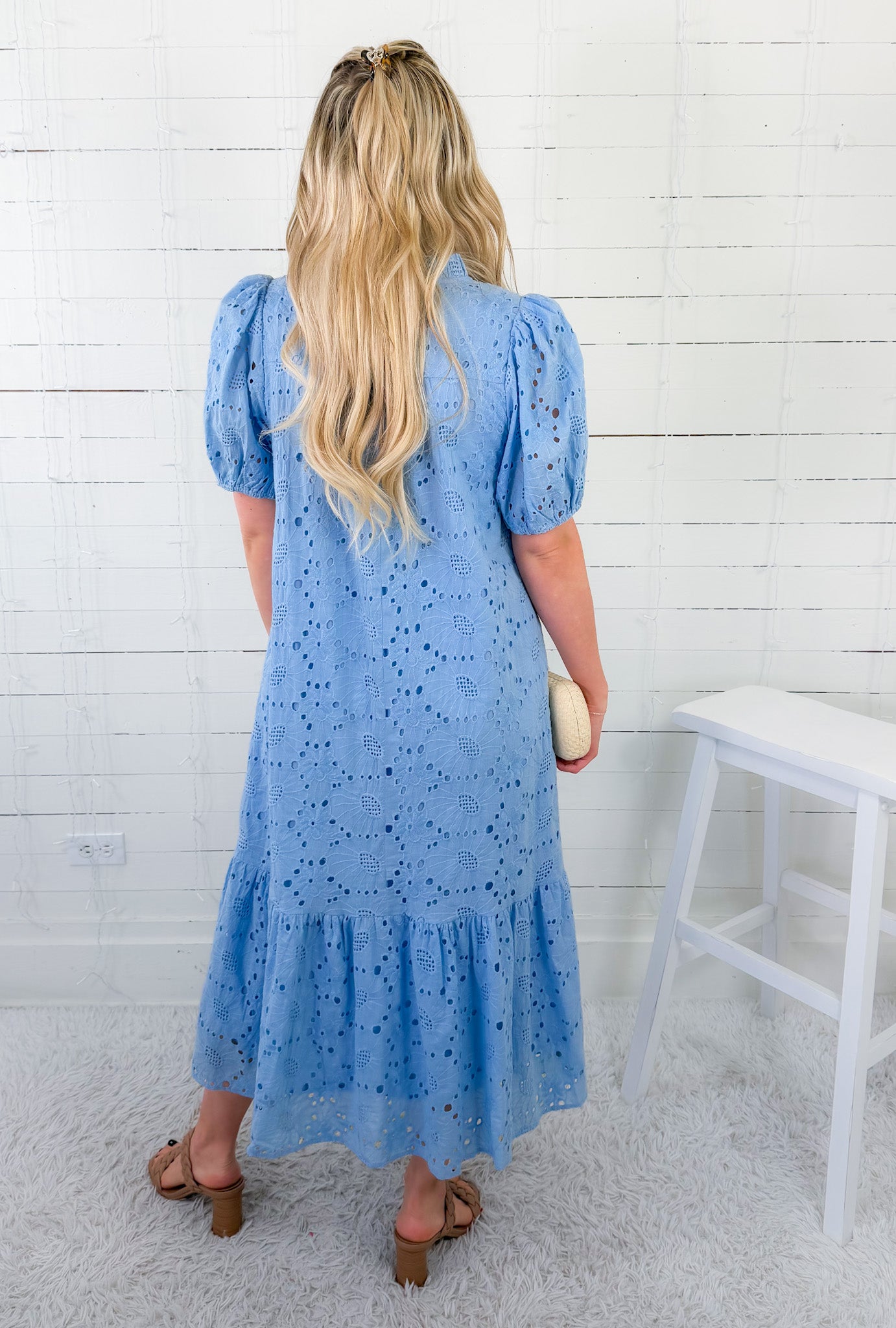 Camille Sky Blue Eyelet Maxi Dress Jodifl