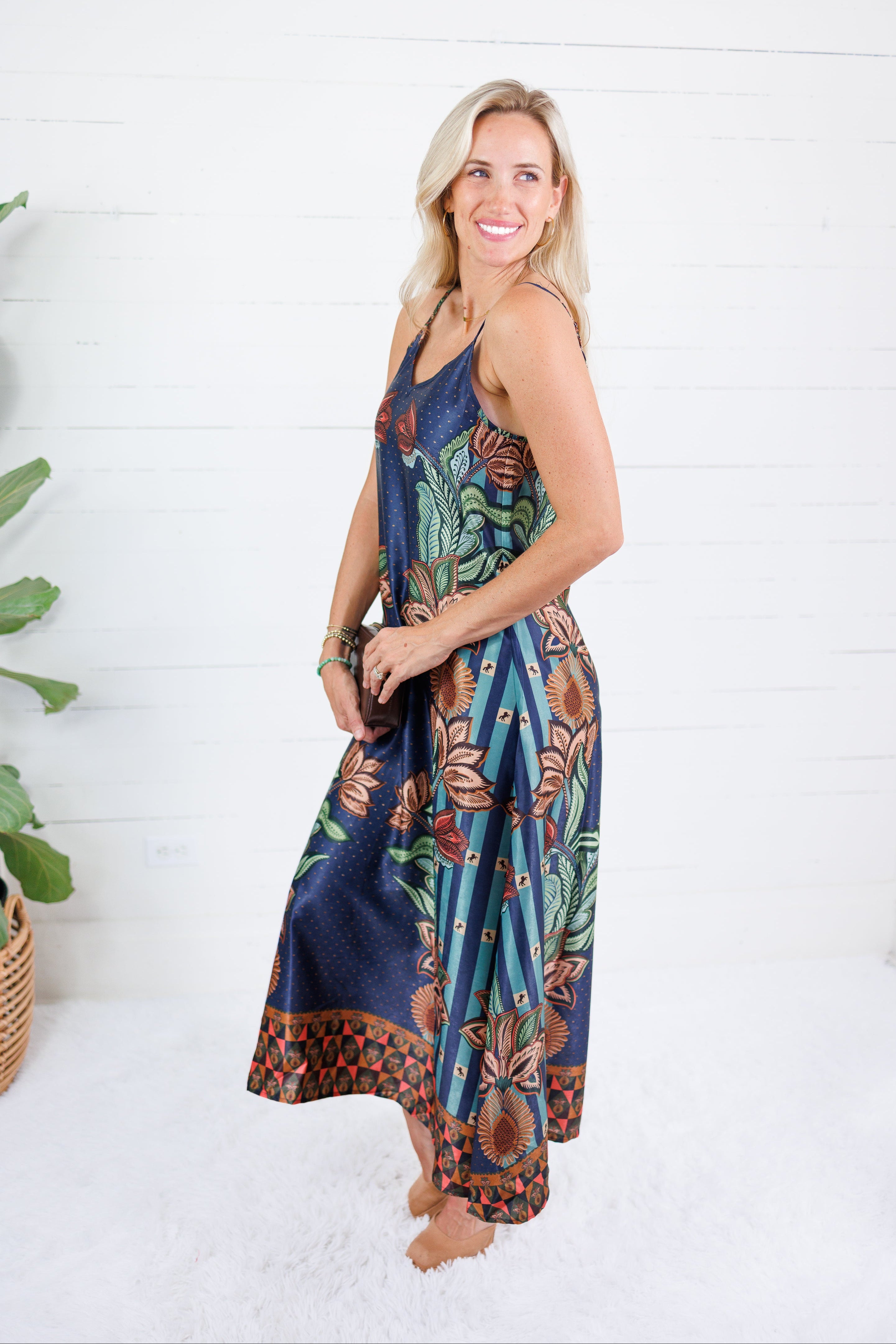 Camille Botanical Midnight Slip Dress Briton Court