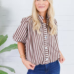 Camille Brown + Ecru Stripe Bubble Top Entro