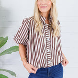 Camille Brown + Ecru Stripe Bubble Top Entro