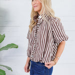 Camille Brown + Ecru Stripe Bubble Top Entro