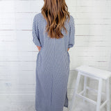 Campbell Navy Gingham Shift Dress Entro