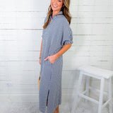 Campbell Navy Gingham Shift Dress Entro