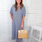 Campbell Navy Gingham Shift Dress Entro