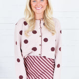 Candice Blush + Burgundy Dotty Cardigan Polagram