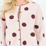 Candice Blush + Burgundy Dotty Cardigan Polagram