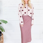 Candice Blush + Burgundy Dotty Cardigan Polagram