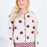 Candice Blush + Burgundy Dotty Cardigan Polagram