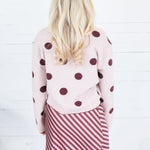 Candice Blush + Burgundy Dotty Cardigan Polagram