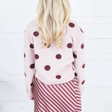 Candice Blush + Burgundy Dotty Cardigan Polagram