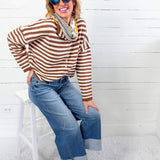 Candy Fudge Brown Striped Cardigan Sweater Things Between