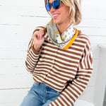 Candy Fudge Brown Striped Cardigan Sweater Things Between