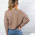 Candy Fudge Brown Striped Cardigan Sweater Things Between